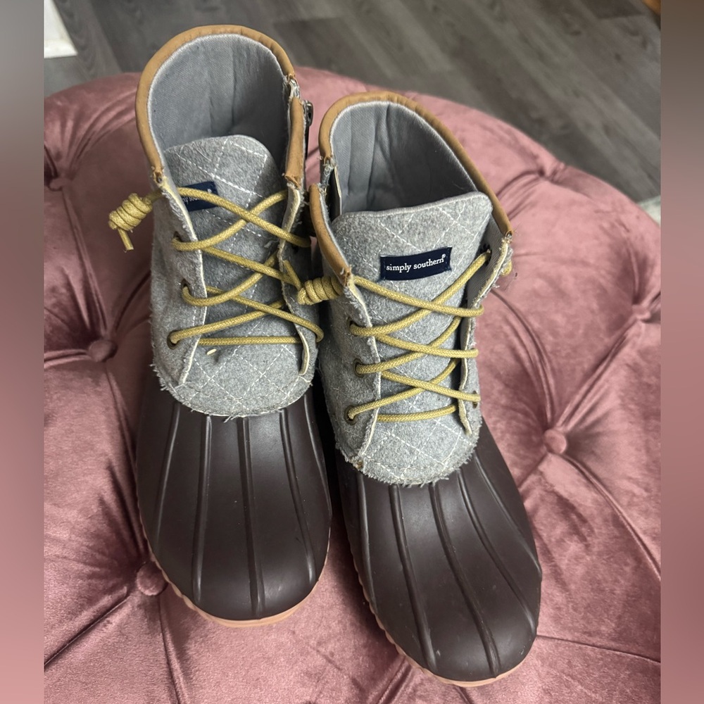 Simply Southern Gray and Brown Duck Boots